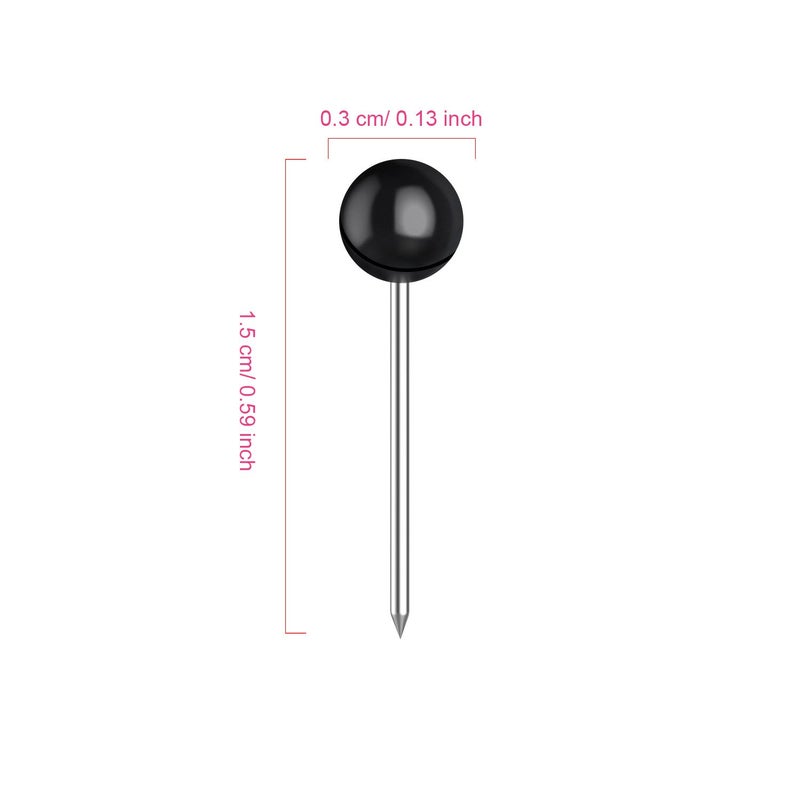 WILLBOND 500 Pack Map Push Pins Bulk 1/8 Inch Black Map Tacks Traveling Bulletin Board Supplies Small Round Head Push Pins Thumb Tacks for Travel Picture Photo Wall DIY Craft Home School Office - Image 2