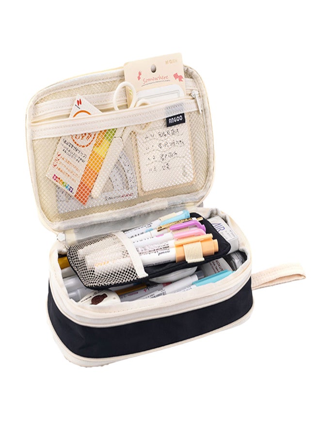 ANGOO Pencil Case Big Capacity Multiple Compartments Large Pencil Pouch Pen Bag Box Holder Organizer Simple Storage Aesthetic Stationery Cosmetic for Adults Men Women Office Essentials - Image 1