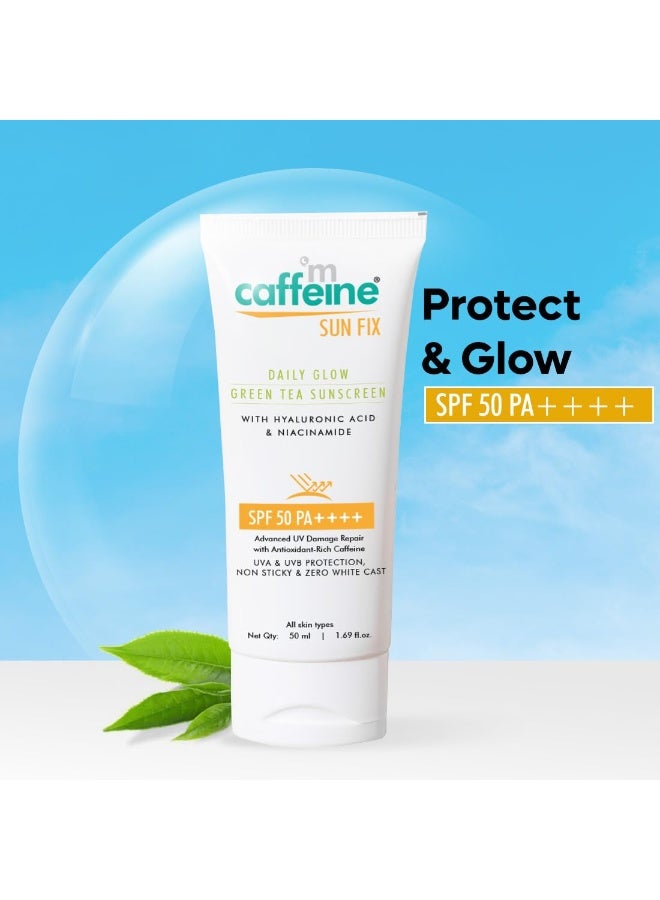 إم كافيين واقي من الشمس من حمض النياسيناميد وحمض الهيالورونيك SPF 50++ للبشرة الدهنية | واقي من الشمس للنساء والرجال | يمنع الاسمرار والأشعة فوق البنفسجية - 50 مل - Image 3