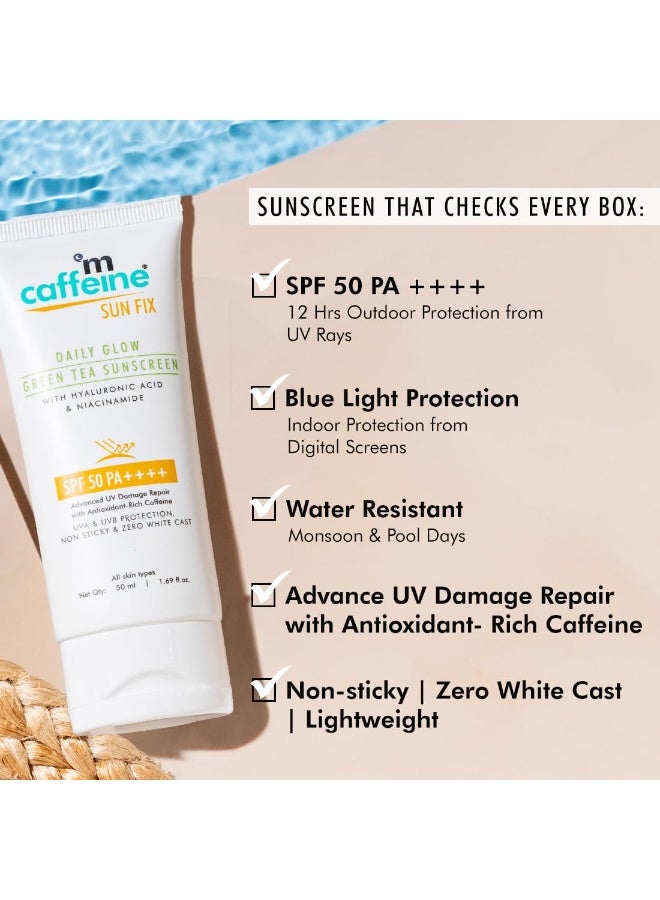 إم كافيين واقي من الشمس من حمض النياسيناميد وحمض الهيالورونيك SPF 50++ للبشرة الدهنية | واقي من الشمس للنساء والرجال | يمنع الاسمرار والأشعة فوق البنفسجية - 50 مل - Image 4