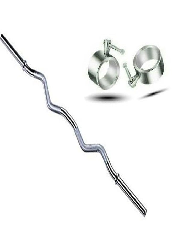 Fazzul 3 Ft Curl Rod For Gym, Weight Lifting Rod For Home Gym, 25mm Thick Chrome Weight Bar For Men & Women Weight Lifting Exercise & Fitness - Image 1