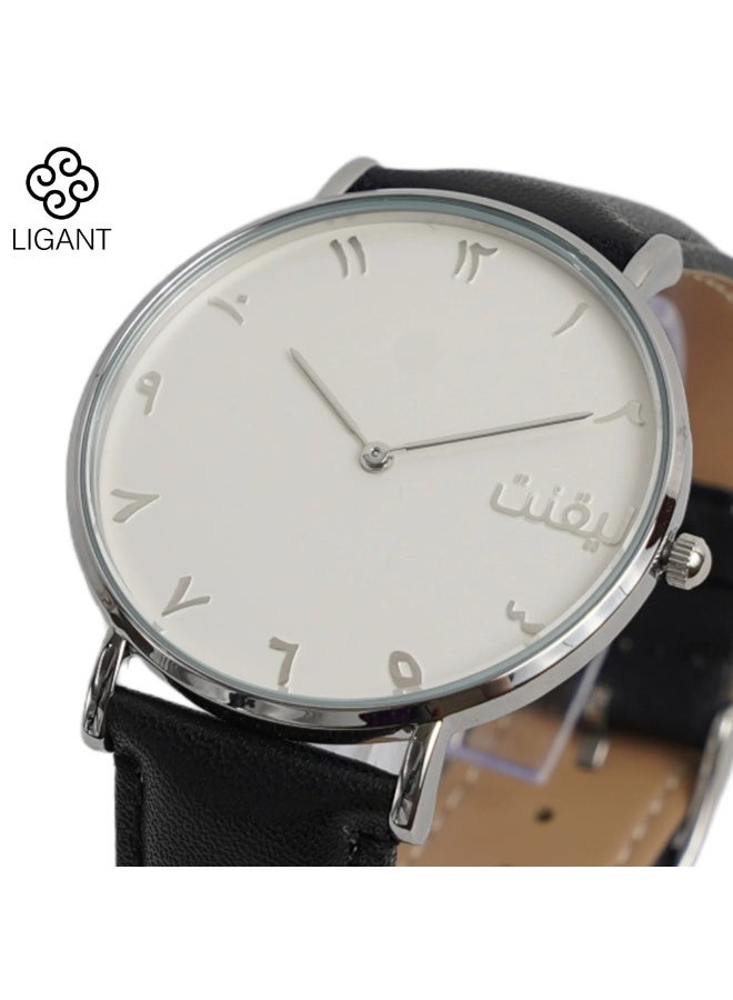 LIGANT Luxury Men's Watch with Black Leather Strap - Elegant and Modern Design - Classic Wristwatch for Business & Formal Wear - Image 2