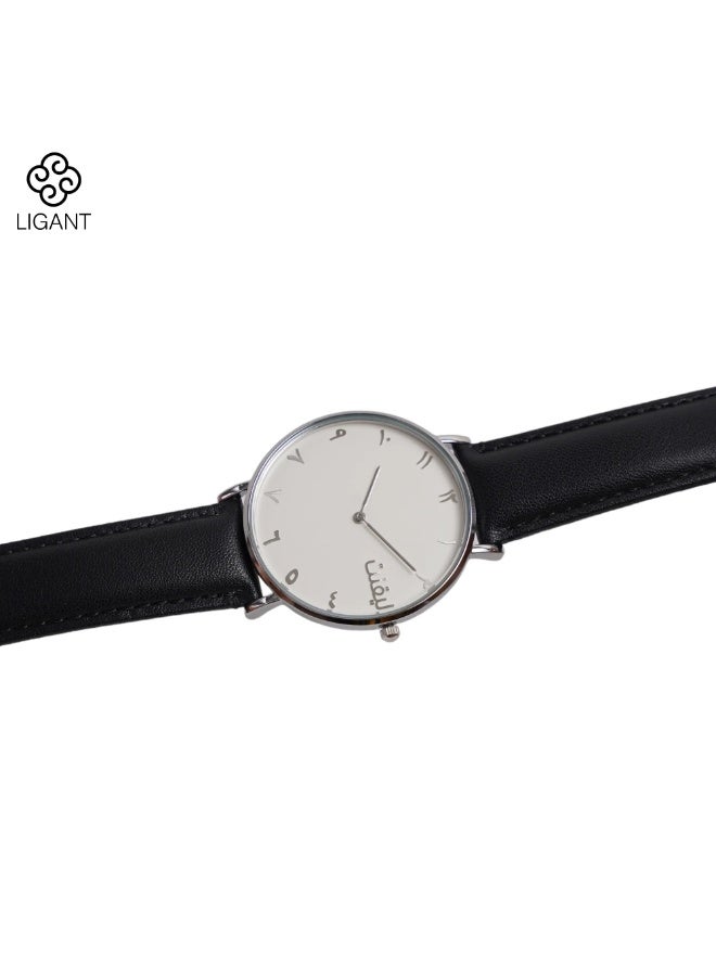 LIGANT Luxury Men's Watch with Black Leather Strap - Elegant and Modern Design - Classic Wristwatch for Business & Formal Wear - Image 3