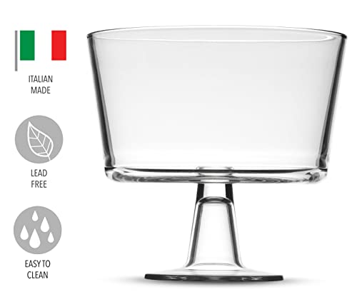 Godinger وعاء تريفل من جودينجر، وعاء فواكه، وعاء تريفل زجاجي كريستالي ذو قاعدة، حامل كعكة عرض للحلويات - صنع في إيطاليا - Image 2