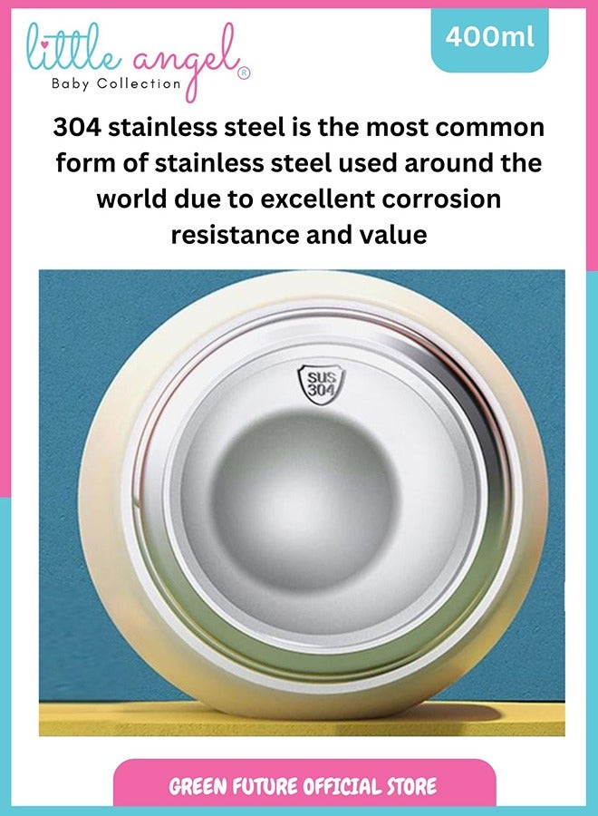 Little Angel Kids Water Bottle Stainless Steel With Screw-Top Lid 400 ML, Navy Blue - Image 5