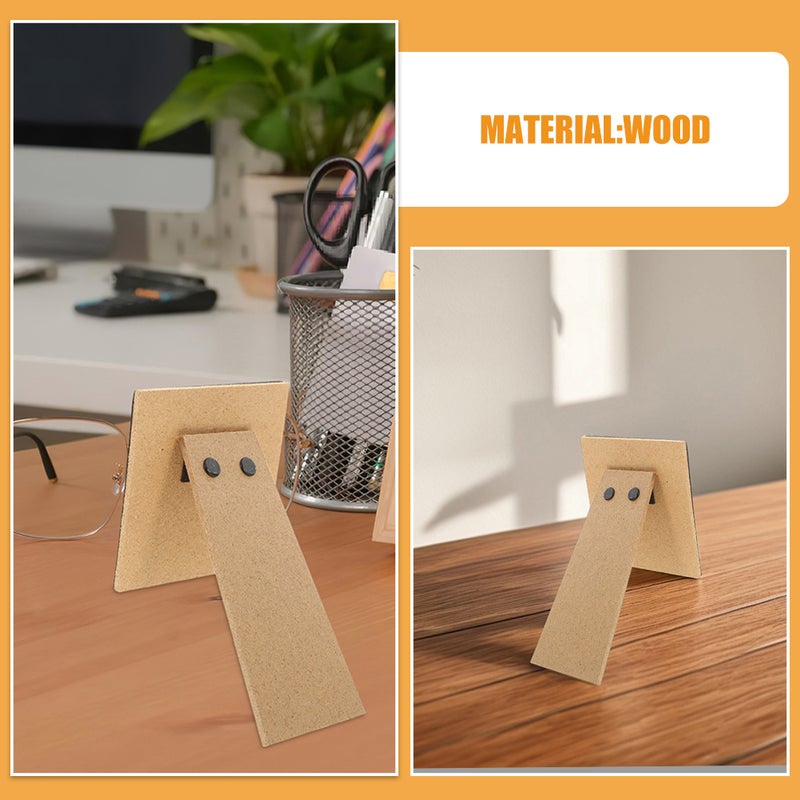 2pcs Picture Frame Easel Backing: Wood Framebacks Photo Frame Stand Adhesive Board For Tabletop Art Tiles Paintings Display Exhibitions Travel - Image 2