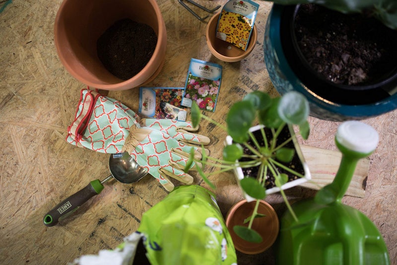 Digz Rose Pruning Vegan Leather Garden Gloves, Long Forearm Protective Cuff with Touchscreen Compatible Finger Tips, Red Geometric Pattern, Medium - Image 3