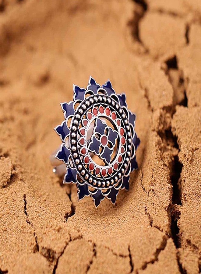 VOYLLA Multicolour Brass Mandala Tribal Inspired Ring for Women and Girls - Image 2