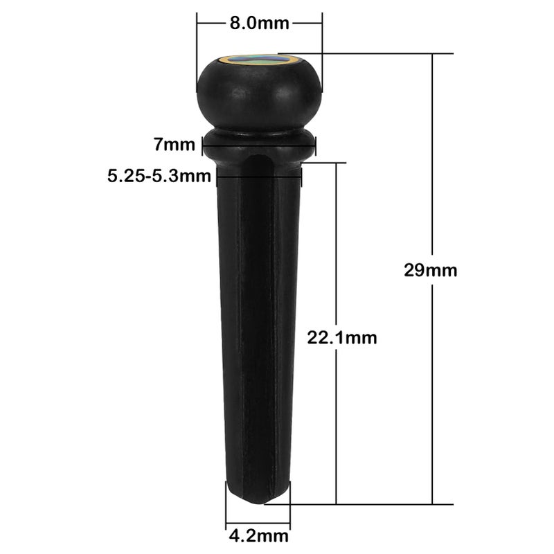 Blisstime 6pcs Ebony Guitar Pins Inlaid Abalone Dot Acoustic Guitar Replacement Parts - Image 3
