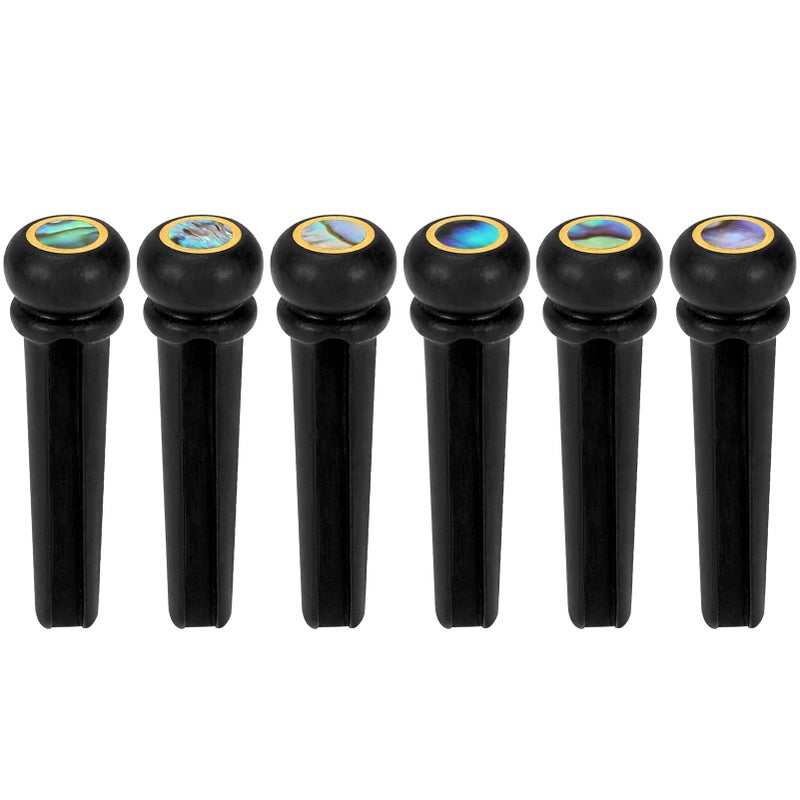 Blisstime 6pcs Ebony Guitar Pins Inlaid Abalone Dot Acoustic Guitar Replacement Parts - Image 2
