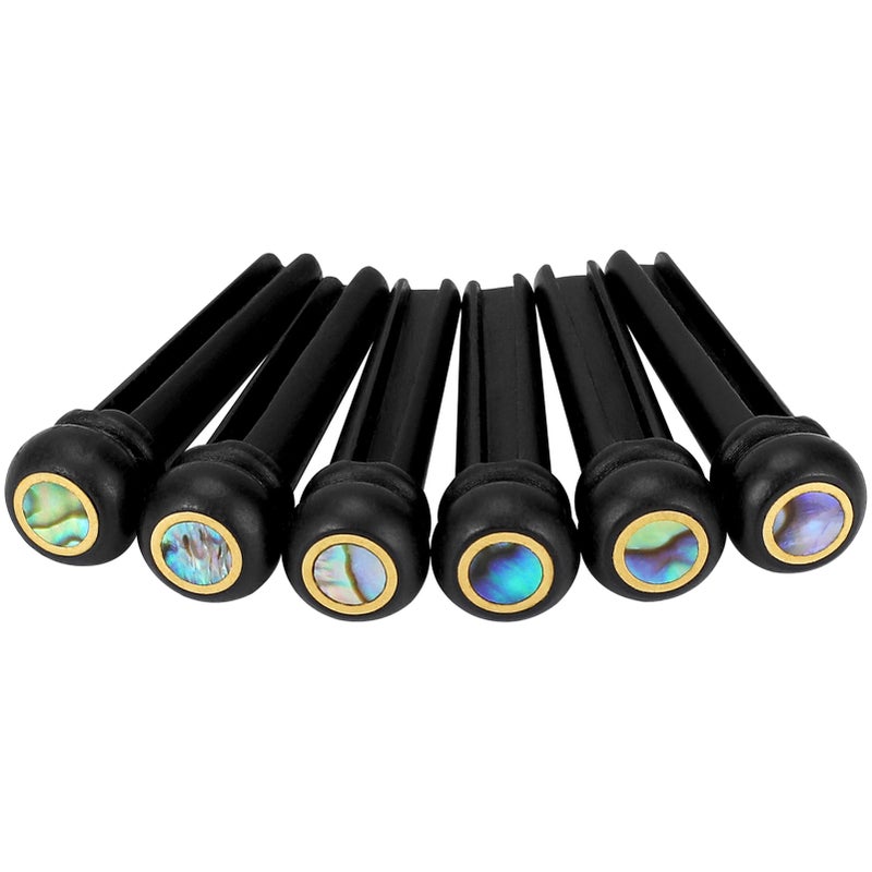 Blisstime 6pcs Ebony Guitar Pins Inlaid Abalone Dot Acoustic Guitar Replacement Parts - Image 1