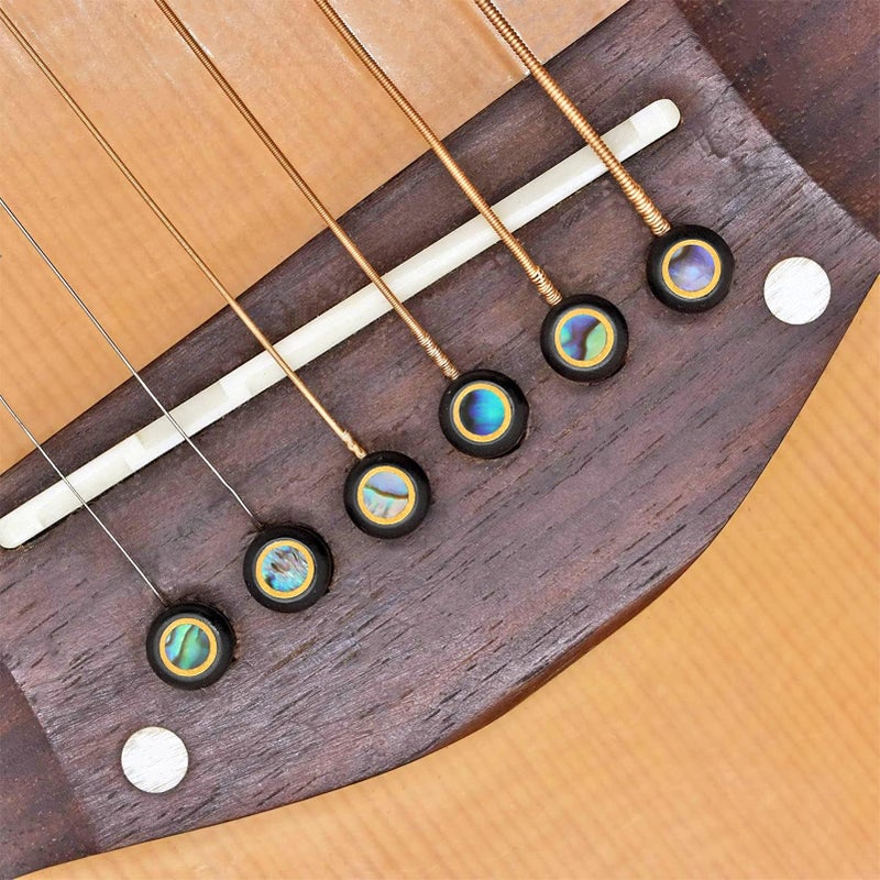 Blisstime 6pcs Ebony Guitar Pins Inlaid Abalone Dot Acoustic Guitar Replacement Parts - Image 4