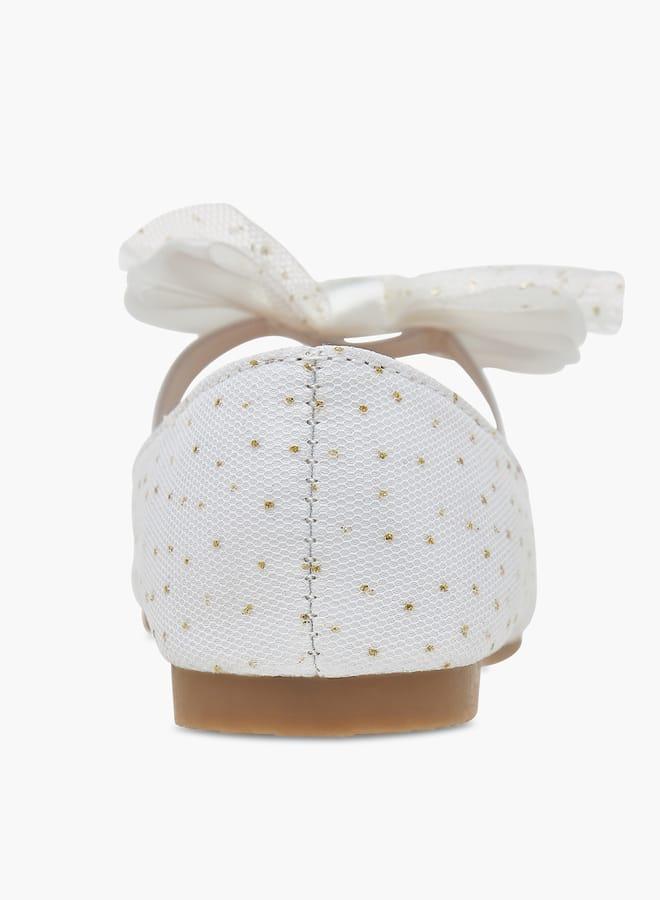 Flora Bella By Shoexpress Girls Textured Ballerina Shoes With Elastic And Bow Detail - Image 5