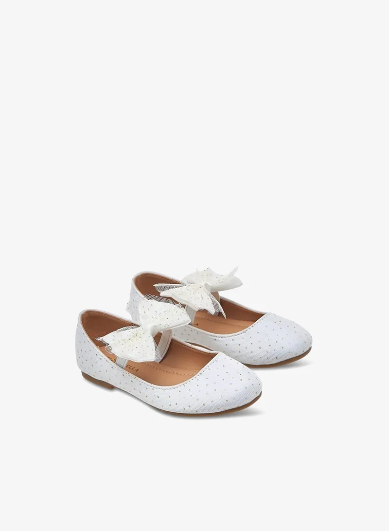 Flora Bella By Shoexpress Girls Textured Ballerina Shoes With Elastic And Bow Detail Ramadan Collection