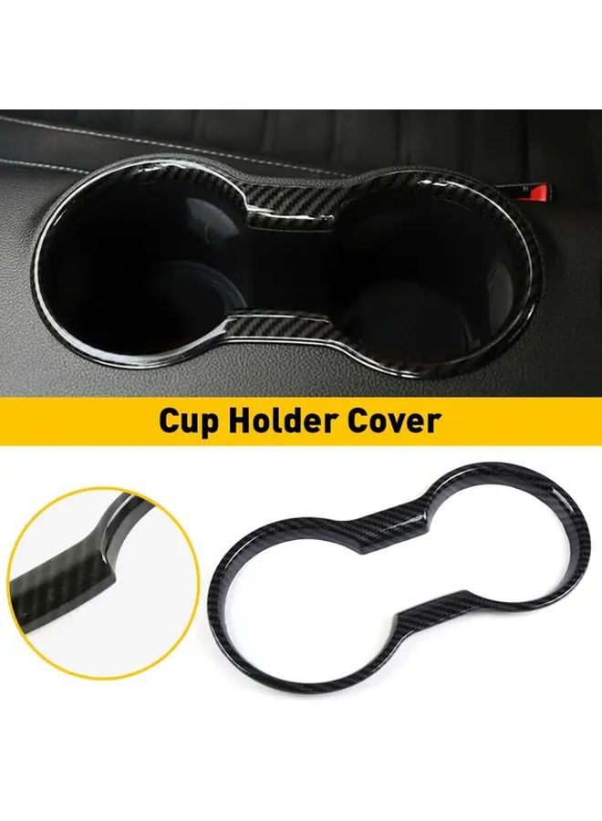 Carbon Fiber Cup Holder Cover Compatible With Ford Mustang 2015 2021 Models - Image 1