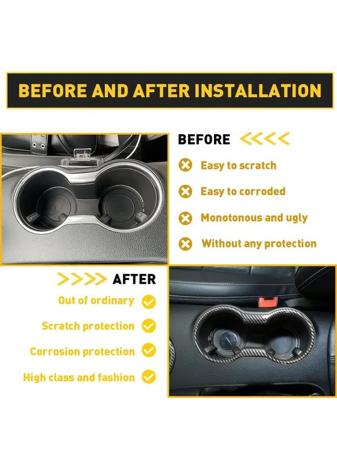 Carbon Fiber Cup Holder Cover Compatible With Ford Mustang 2015 2021 Models - Image 4