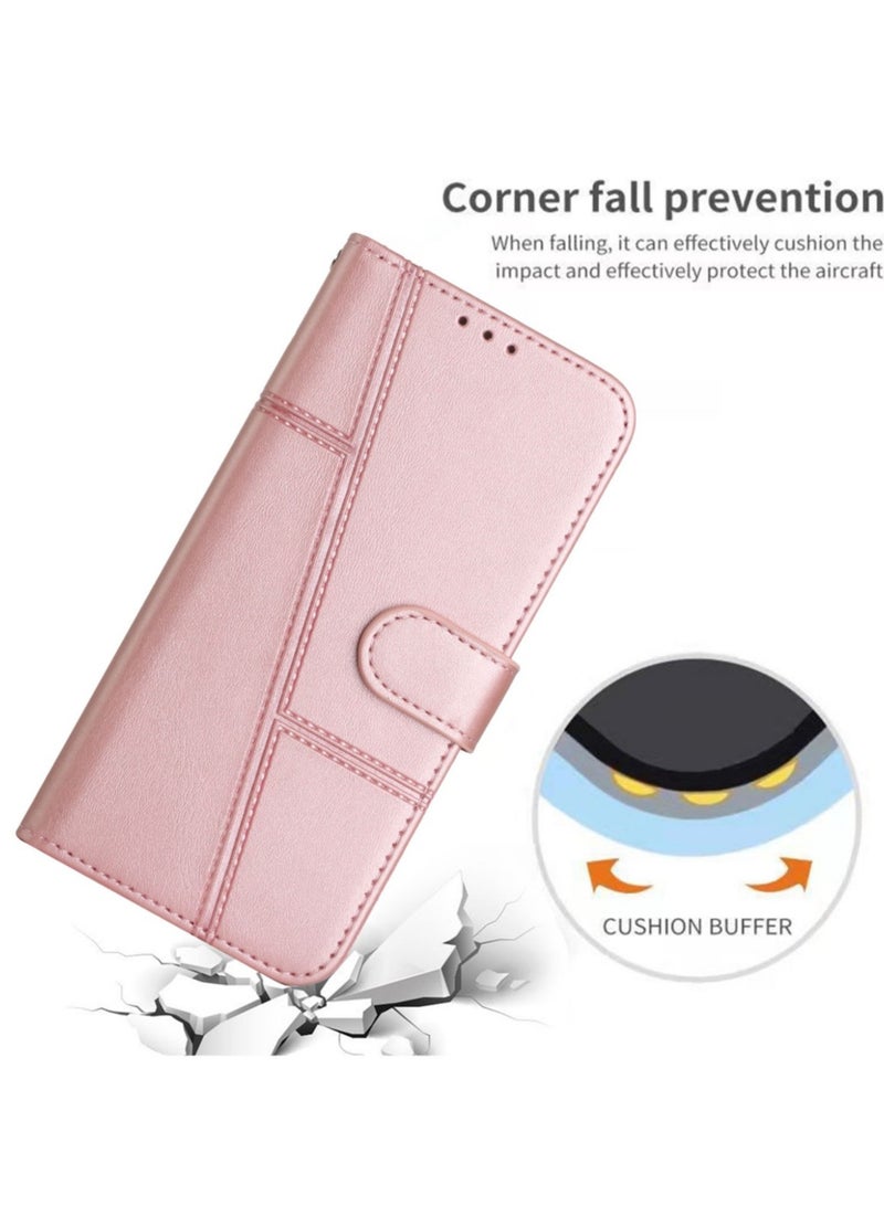 ريما جراب Samsung Galaxy A56، جراب محفظة جلدي فاخر لهاتف Samsung A56 مع حامل للبطاقات وغطاء مغناطيسي قابل للطي لهاتف Samsung Galaxy A56، وردي - Image 4