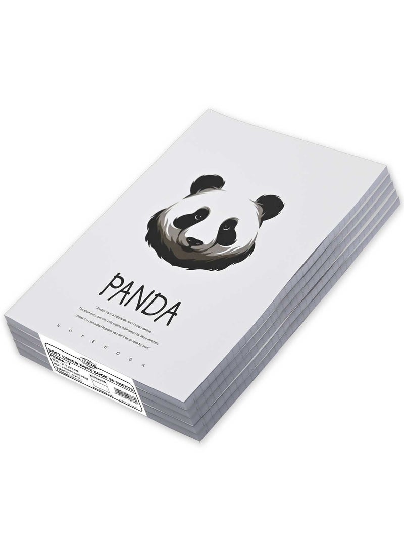 FIS 8 Pieces Soft Cover Notebook 96 Sheets A4 Panda Design - Image 1
