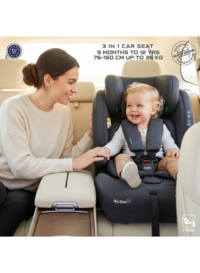 neobreez I-Bostoni Universal 3 In 1 Children‘S I-Size Deep Toddler Child Car Seat, Ecer129,Group 1/2/3, High Back Booster Seat, Adjustable Headrest,3-Point Safety Belt(9-36 Kg,76-150 Cm,9M To 12Yrs) - Image 2