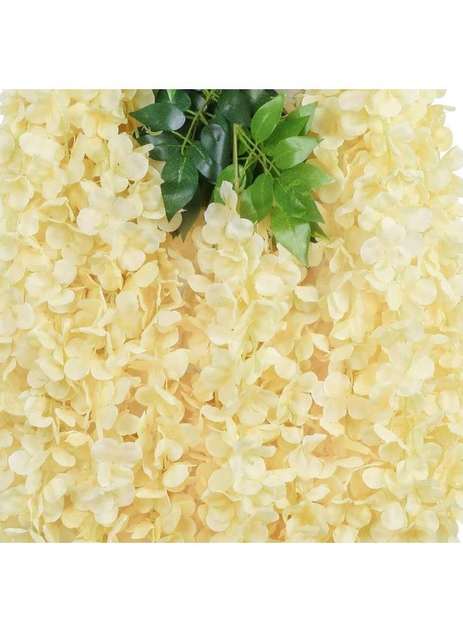 VRB Dec Pack of 12 (43.2Ft) Artificial Wisteria Vine| Ratta Fake Wisteria Hanging | Garland Silk Long Hanging Bush Flowers String for Home Party Wedding Decor (Peach, 12) - Image 5