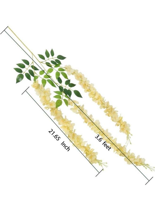 VRB Dec Pack of 12 (43.2Ft) Artificial Wisteria Vine| Ratta Fake Wisteria Hanging | Garland Silk Long Hanging Bush Flowers String for Home Party Wedding Decor (Peach, 12) - Image 2