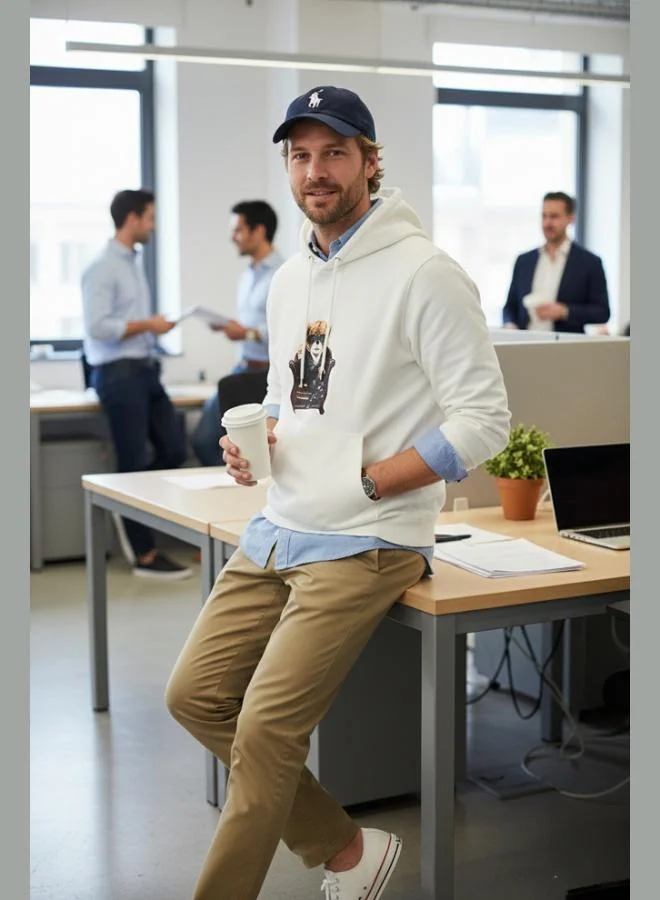 Buratti Buratti Cotton Regular Fit Printed Hooded Sweatshirt with Kangaroo Pocket for Men SWEAT 6141005B