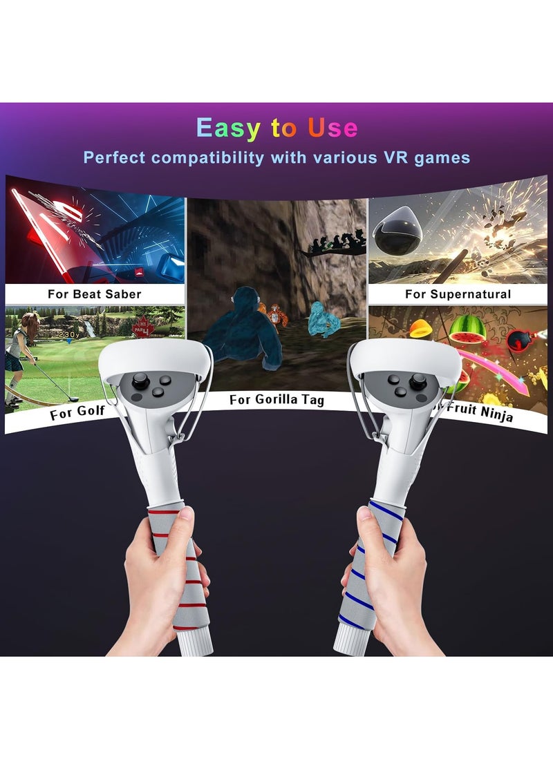 Generic - 2-in-1 Long Arms & Handle Attachments Compatible with Oculus Quest 2 Hand Controllers, VR Gorilla Tag Long Arms/Stick Extension Grips for Meta Quest 2 Accessories for Beat Saber Golf Club Game - Image 1