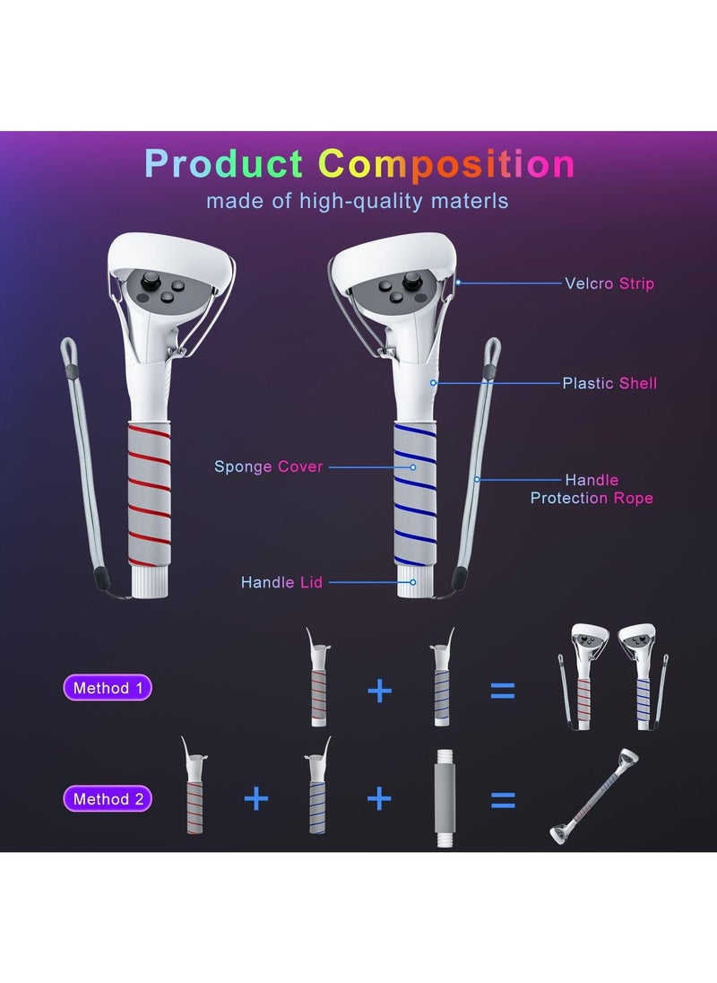 Generic - 2-in-1 Long Arms & Handle Attachments Compatible with Oculus Quest 2 Hand Controllers, VR Gorilla Tag Long Arms/Stick Extension Grips for Meta Quest 2 Accessories for Beat Saber Golf Club Game - Image 1