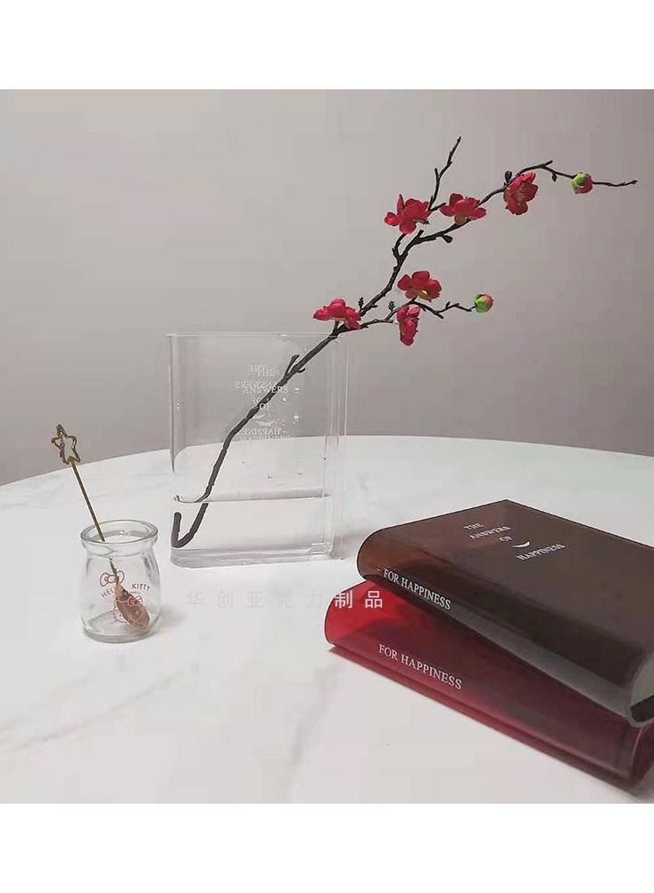 NIBEMINENT Cute Acrylic Square Clear Book Vase Bookshelf Decor Flower Vases Decorative - Image 2