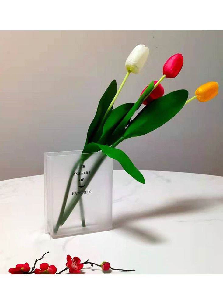 NIBEMINENT Cute Acrylic Square Clear Book Vase Bookshelf Decor Flower Vases Decorative - Image 5