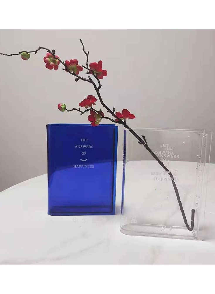NIBEMINENT Cute Acrylic Square Clear Book Vase Bookshelf Decor Flower Vases Decorative - Image 1