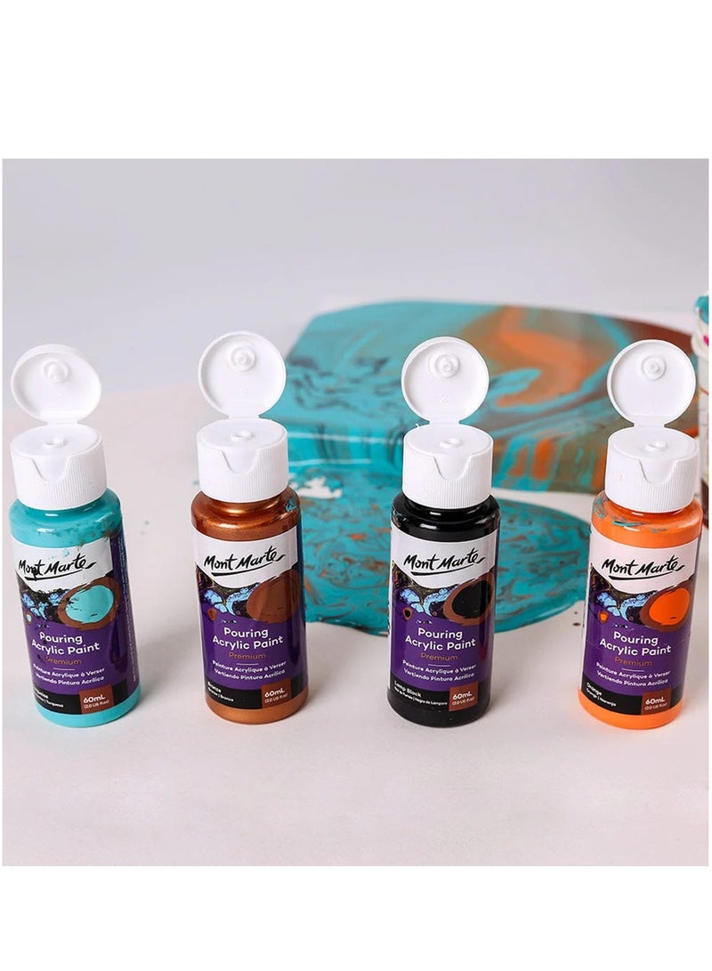 Mont Marte 4-Piece Premium Pre-mixed Pouring Acrylic Paint Symphony Colour Set 60ml Content Per Bottle - Image 4