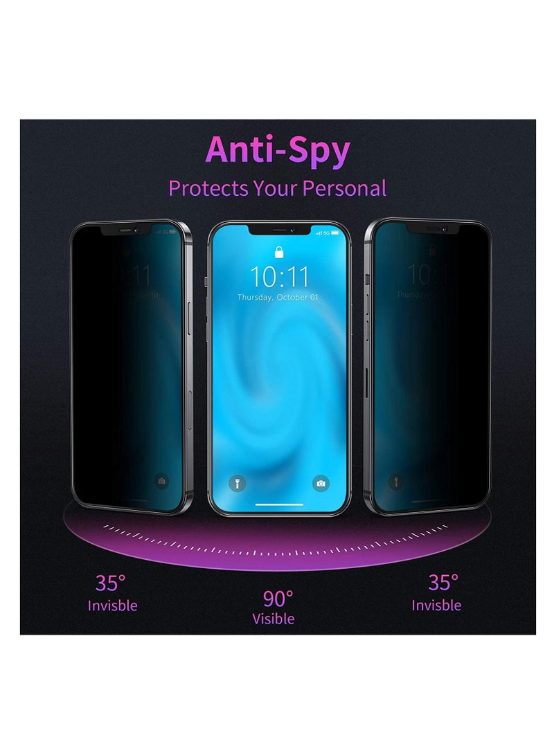 موكوم واقي شاشة زجاجي خماسي الأبعاد مضاد للتجسس لهاتف آيفون 13 بزجاج مقوى لهاتف آيفون 13 ، أسود - Image 3