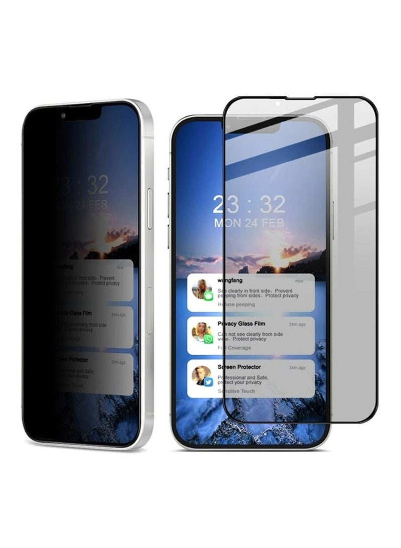 موكوم واقي شاشة زجاجي خماسي الأبعاد مضاد للتجسس لهاتف آيفون 13 بزجاج مقوى لهاتف آيفون 13 ، أسود - Image 1