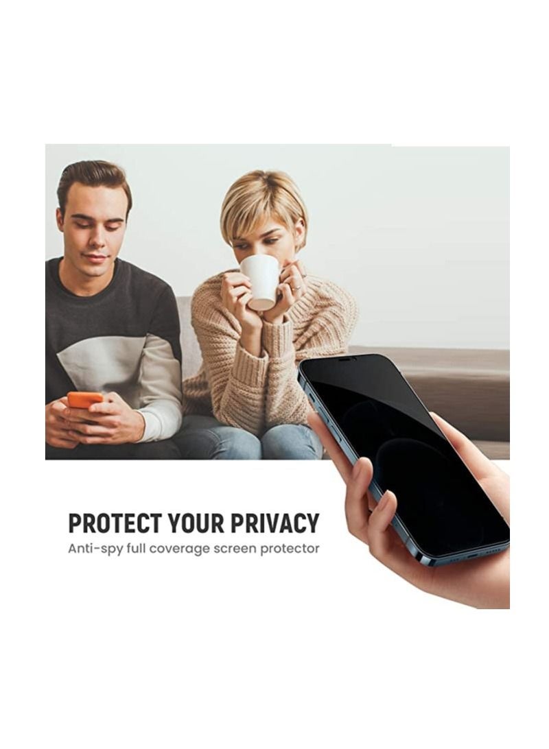 موكوم واقي شاشة زجاجي خماسي الأبعاد مضاد للتجسس لهاتف آيفون 13 بزجاج مقوى لهاتف آيفون 13 ، أسود - Image 2