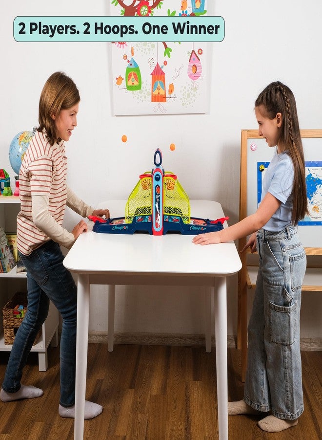 OLEOCA Tabletop Basketball Game - 2-Player Mini Basketball Game with Electronic Scoring & Timer, Two-Hoop Design for Desk Play, Moving Hoop Challenge for Kids - Image 2