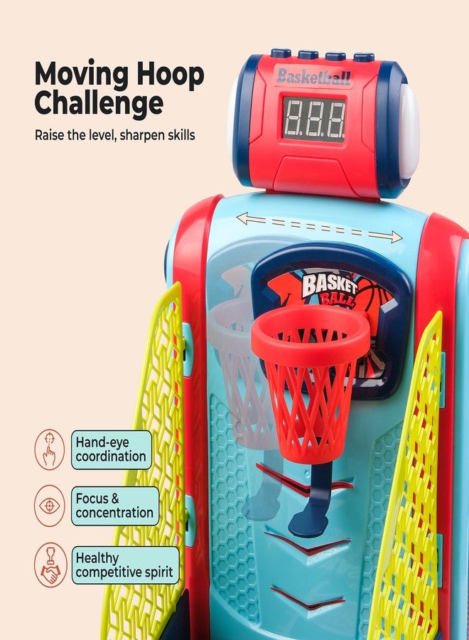 OLEOCA Tabletop Basketball Game - 2-Player Mini Basketball Game with Electronic Scoring & Timer, Two-Hoop Design for Desk Play, Moving Hoop Challenge for Kids - Image 4