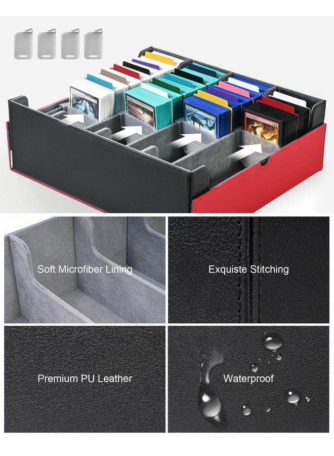 ZLCA Card Storage Box Holds 3000+, Deck Storage Case with 4 Stoppers, Card Organizer for TCG MTG PTCG(Red&White) - Image 5