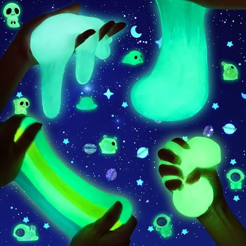 Okaybee Galaxy GlowinTheDark Slime Kit 9 Pack Space Slime with Astronaut Alien UFO Charms DIY Slimes Set Sensory Toys Slimes Party Favors for Kids Gift - Image 5