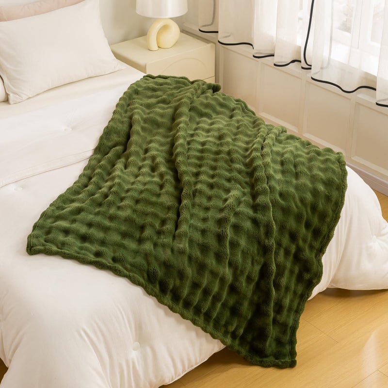 YUSOKI Luxury 3D Bubble Light Weighted Throw Blanket 1.8lb,All Ages,Home Decoration, (Olive Green,50 * 60inches) - Image 5