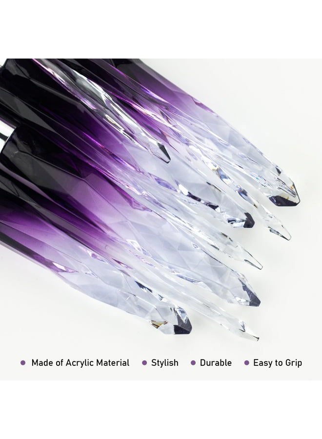 Daxstar Professional Make Up Brush 10pcs Soft Bristles Hair Makeup Brushes Eyeliner Eyebrow Lip Contour Blending Brush Set (Purple) - Image 4