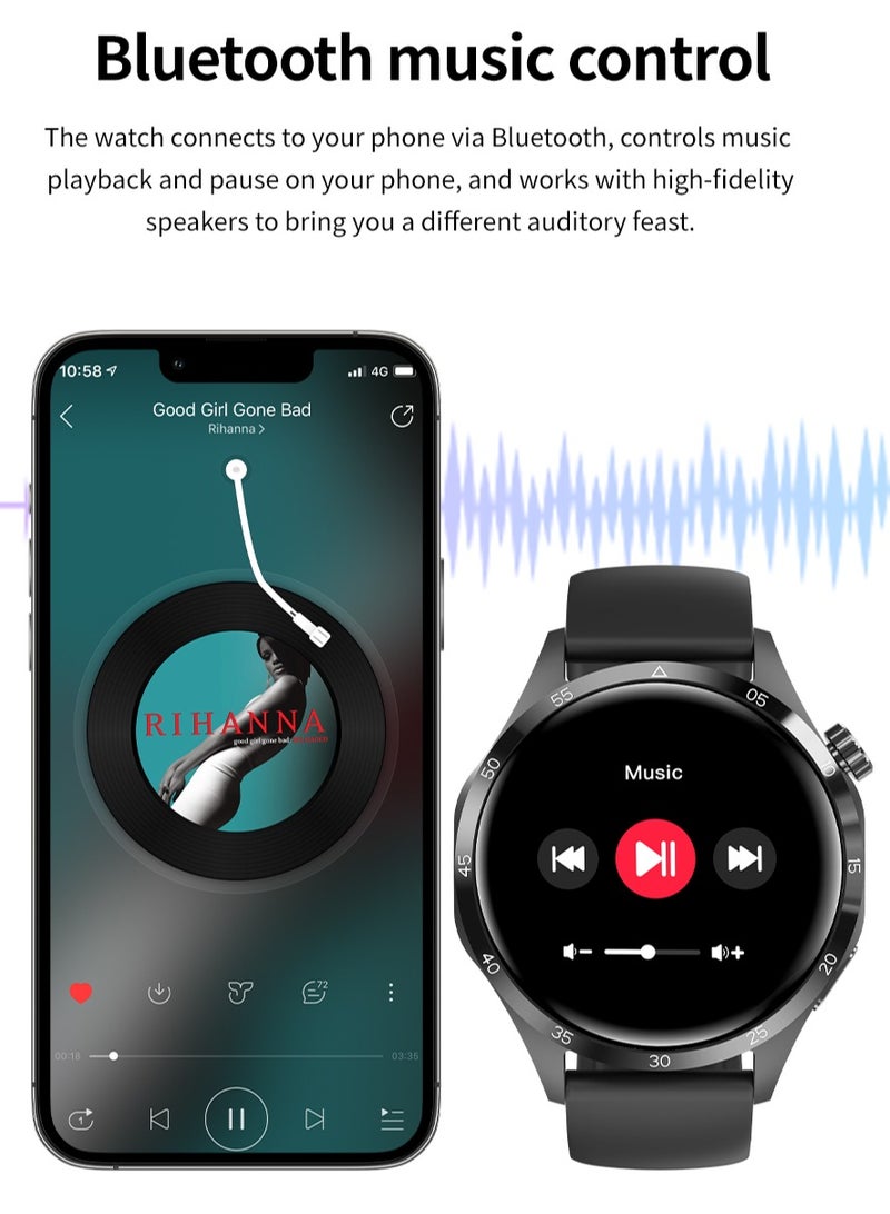 AROAQ GT 4 Pro Smart Watch, 300mah Large Capacity Battery Bluetooth Wireless Charging Smart Watch, IP68 Waterproof 1.53" Large Display Smart Business Watch With Heart Rate Blood Pressure Monitor, (Black) - Image 4