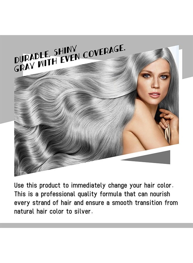 EELHOE Instant Silver Gray, Silver Gray Natural Hair Dye Cream, Unisex Long-Lasting Hair Color Cream, Easy to Apply and Non-Stripping, Suitable for All Hair Types, Fashionable Silver Hair Dye, 100ml - Image 4
