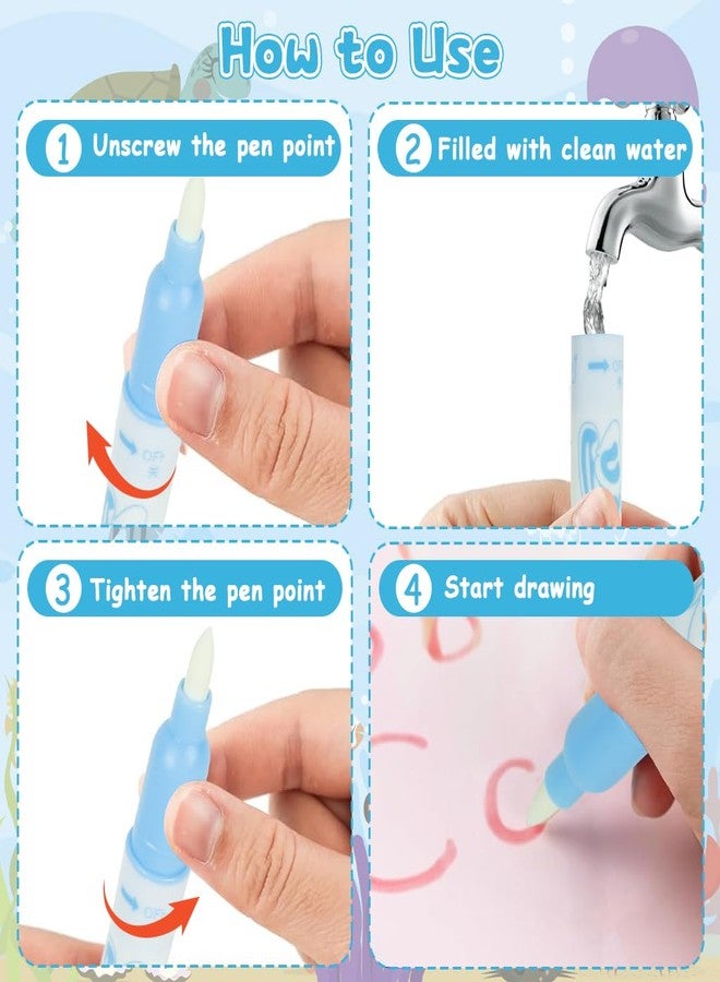 Patpat Magic Water Doodle Mat for Kids, Reusable Cartoon Toddler Alphabet Practicing Writing Board with Water-Based Pens, Templates, Guiding Book, Shape Models (60 * 40cm Deep-Sea Animals) - Image 5