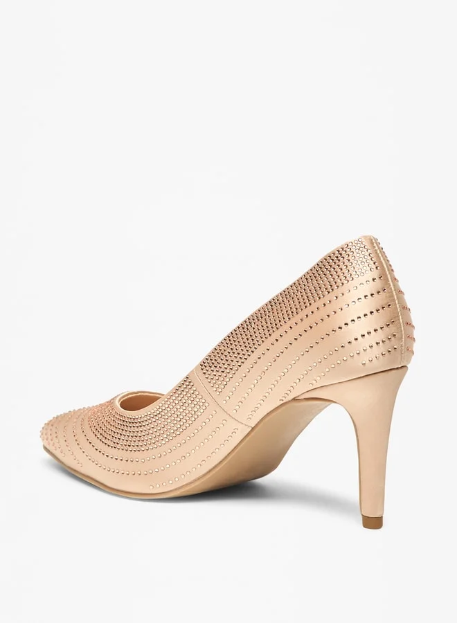 سيليست Women's Studded Slip-On Pointed Toe Pumps with Stiletto Heels
