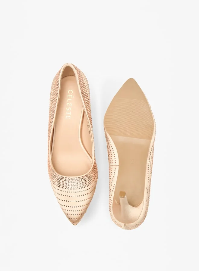 سيليست Women's Studded Slip-On Pointed Toe Pumps with Stiletto Heels