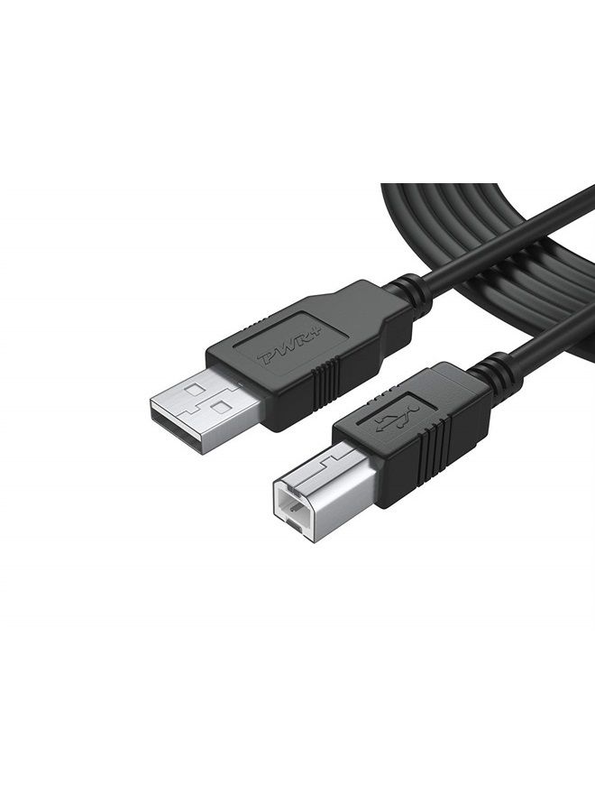 PWR+ 25Ft Extra Long USB-Printer-Cable 2.0 for HP OfficeJet Envy; Canon Pixma; Epson Workforce, Stylus, Expression Home; Brother; Silhouette Cameo; Dell Scanner Fax High Speed Cord (7.2 m)