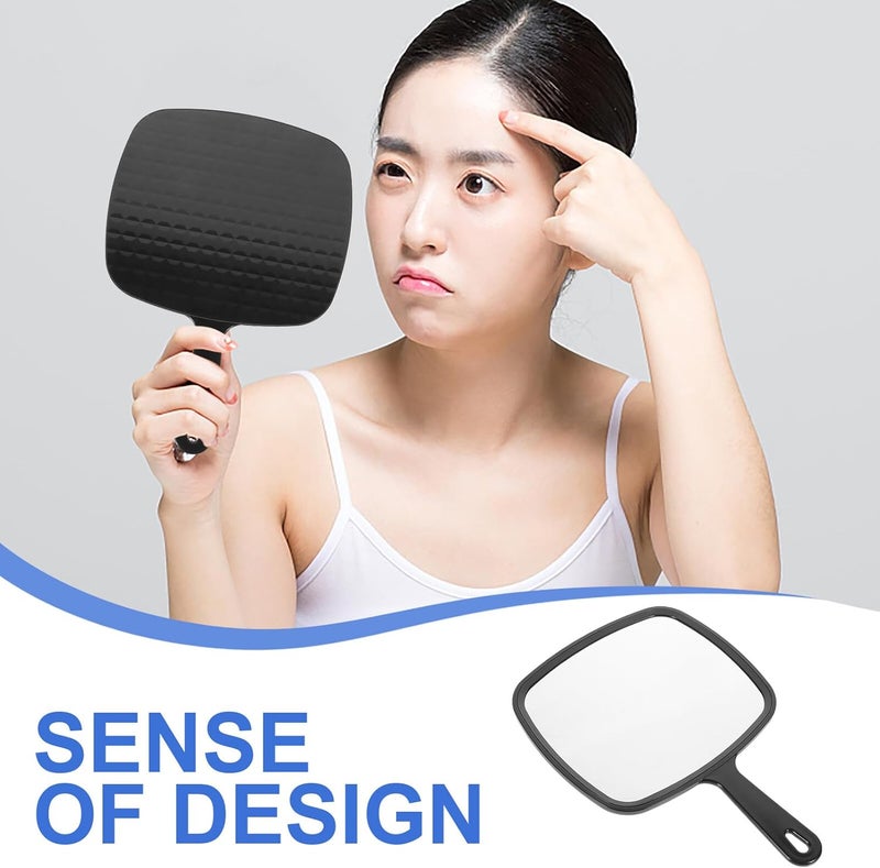 Handheld Mirror with Handle Large Portable Black Vanity Mirror for Women Travel Makeup Use - Image 3