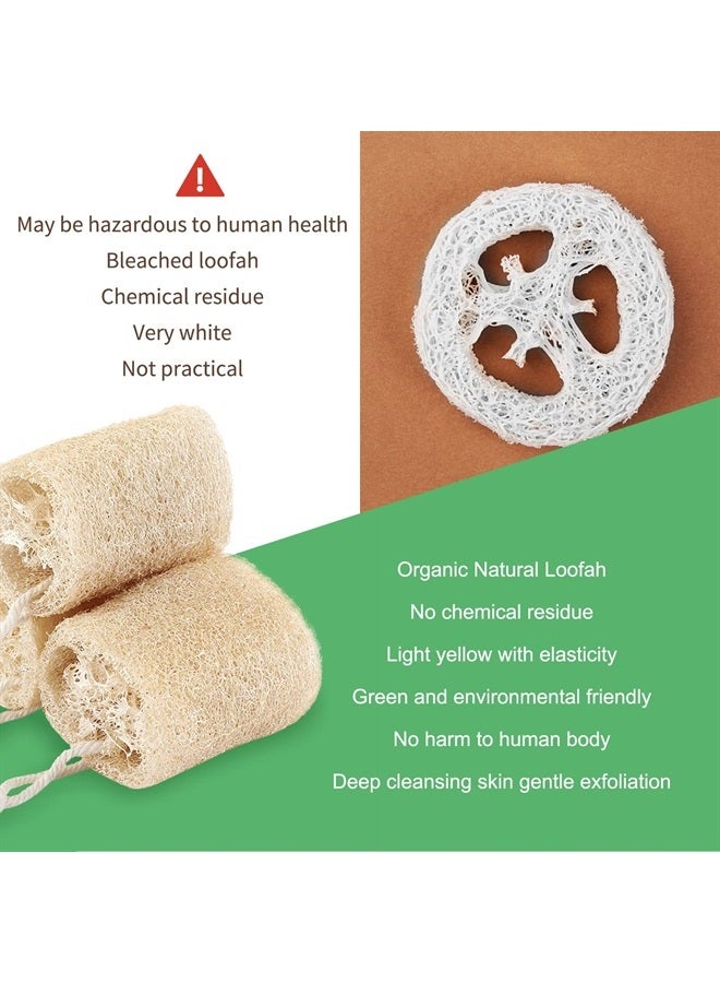 YAFIYGI 3PCS Natural Loofah Sponge Exfoliating Body Scrubber Sustainable Exfoliating with Egyptian Bath Get Clean Not Just Spread Soap for Face Back Eco