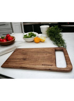 POSHIO® Solid Wood Chopping Cutting Board for Kitchen, Big Size- for Chopping, Slicing, Dicing, Cutting & Serving Food (17 x 9 inches) (Natural Brown)  - Image 3